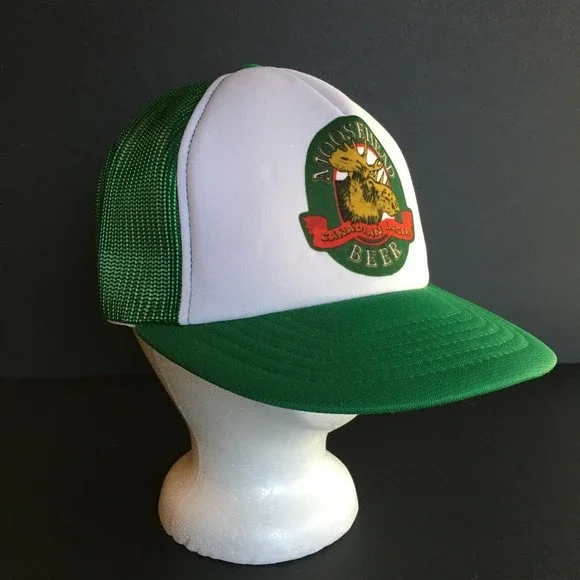 NEW Vintage 1980's Moosehead Beer Green White Trucker Hat Cap Polyfoam Snapback - Picture 2 of 13